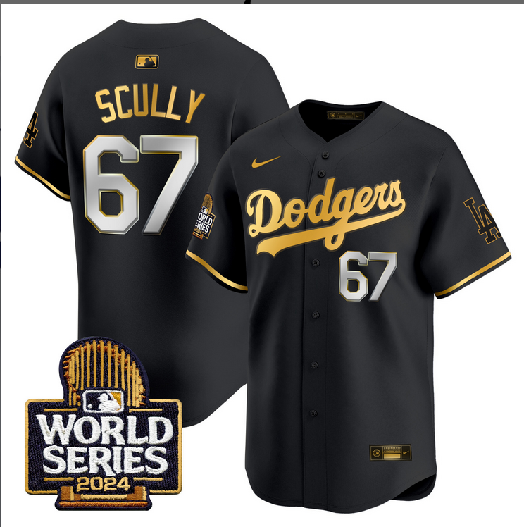 Men MLB Los Angeles Dodgers #67 Scully black 2024 World Series Champions Patch Limited Jersey20241105->los angeles dodgers->MLB Jersey